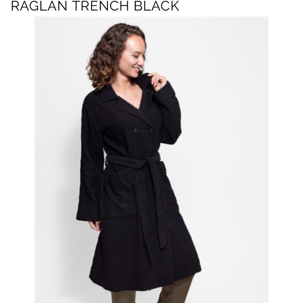 Raquel Allegra Trench Black Blazer Coat EUC Size Large designer - Picture 6 of 8